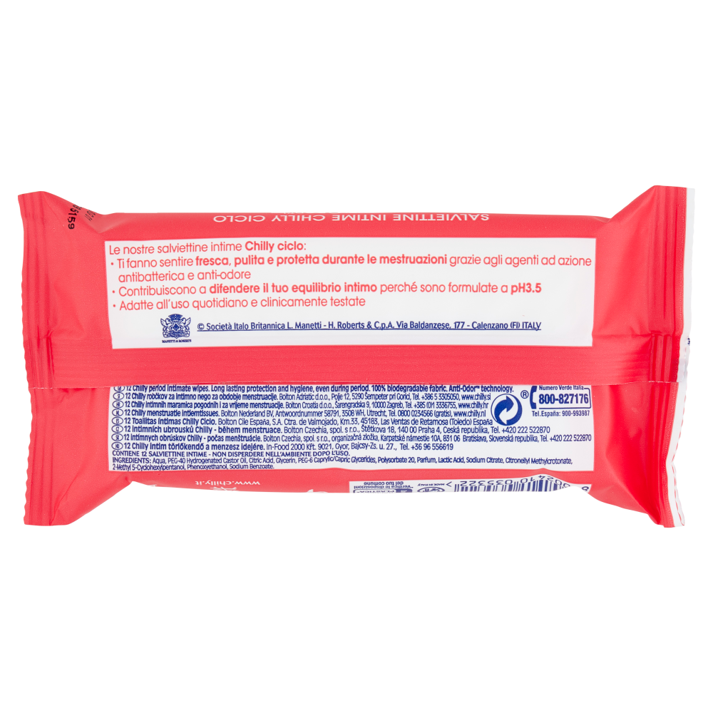 Chilly Ciclo Anti-Odor 12 Salviette Intime, , large