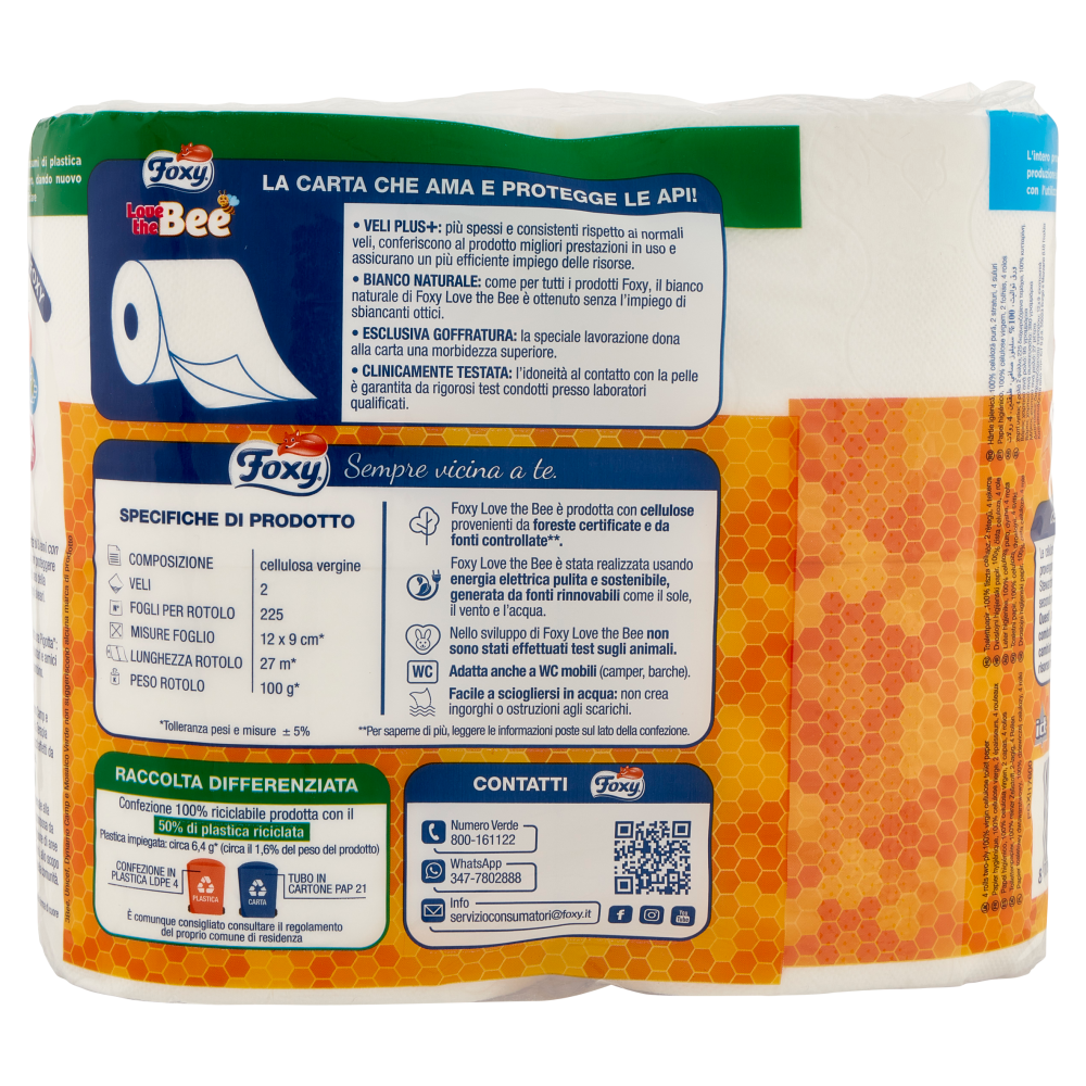 Foxy Carta Igienica Love The Bee 4 Rotoli, , large