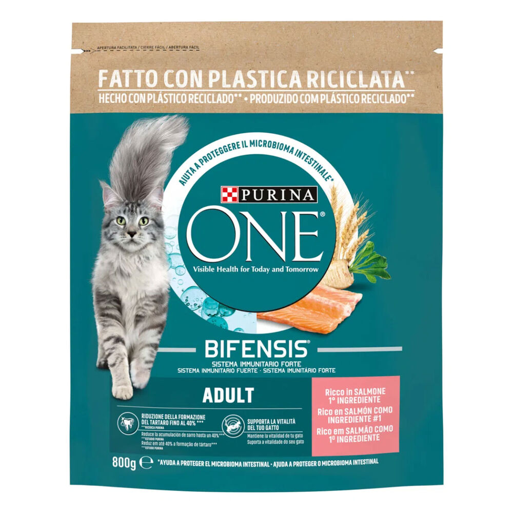 Purina One Bifensis Crocchette Adulti Ricco in Salmone e Cereali Integrali 800 g, , large