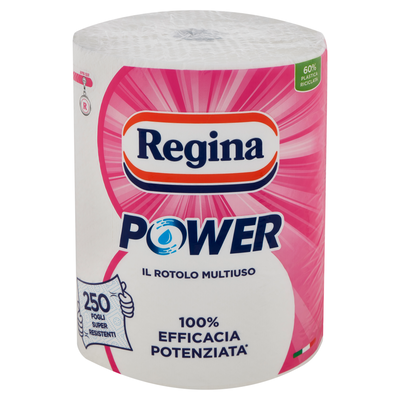 Regina Asciugone Power Carta Casa 1 Rotolo 250 Strappi