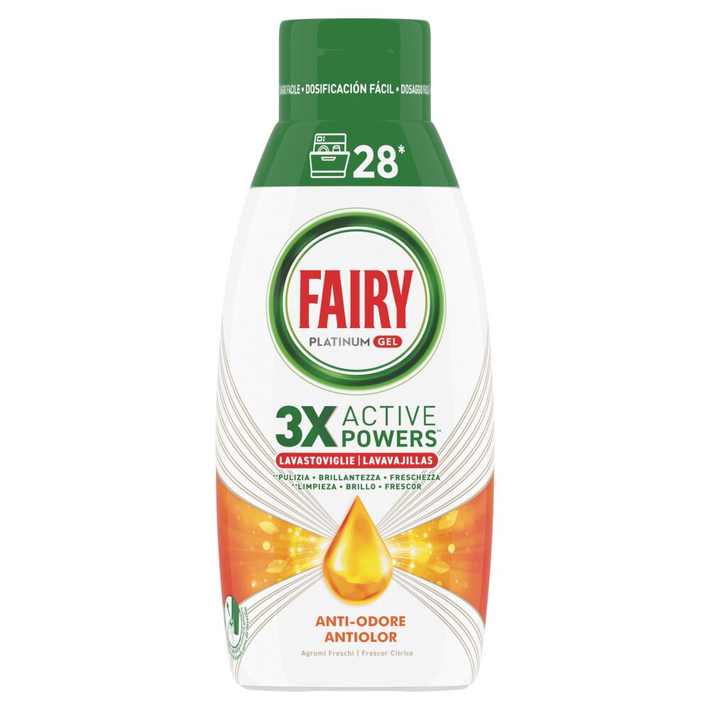 Fairy Platinum Gel Anti-Odore Agrumi 28 Lavaggi, , large