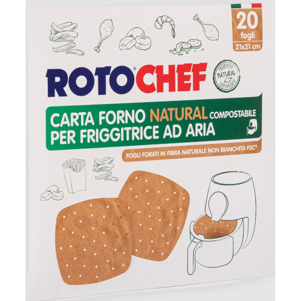 Rotochef Carta Forno Natural per Friggitrice ad Aria 20 Pezzi, , large