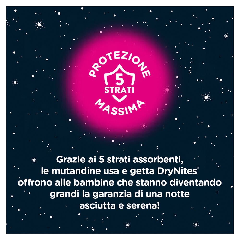 Huggies DryNites Mutandine Assorbenti Notte Girl  4-7 anni 17-30kg 10 Pezzi, , large