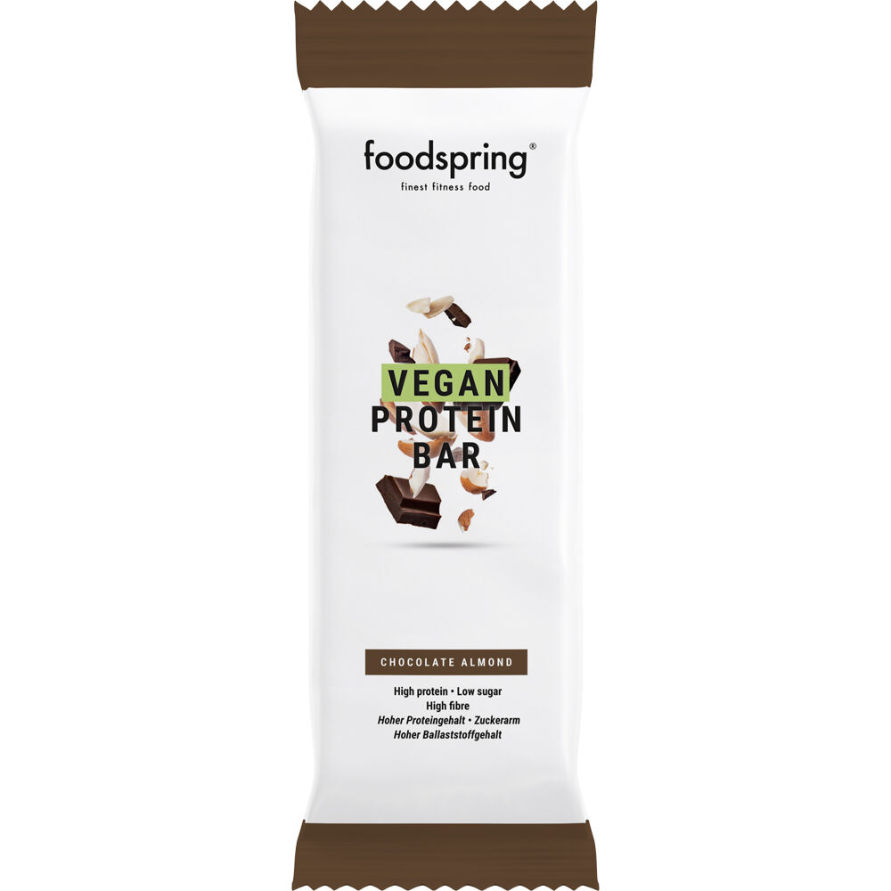 Foodspring Vegan Protein Bar Chocolate Almond 60 g, , large