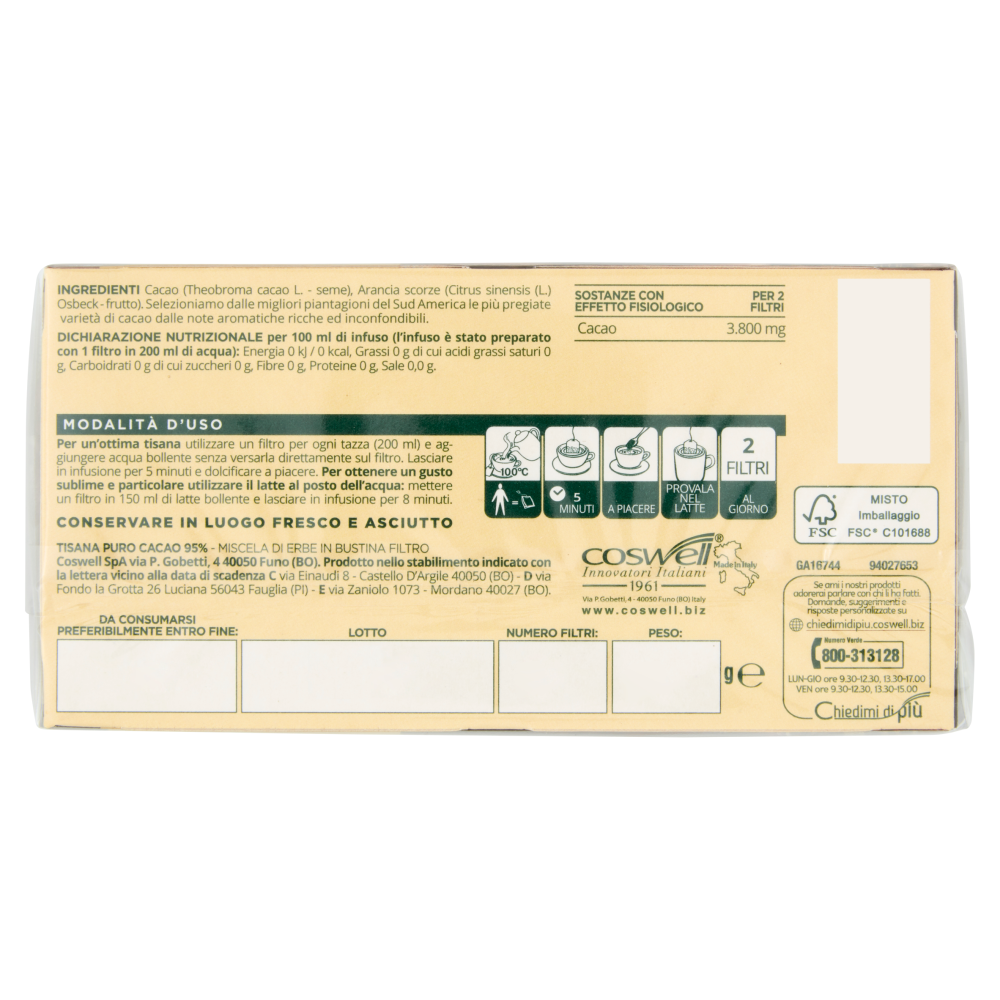 L'Angelica Le Tisane Emozioni al Cacao Puro Cacao 95% 15 Filtri, , large