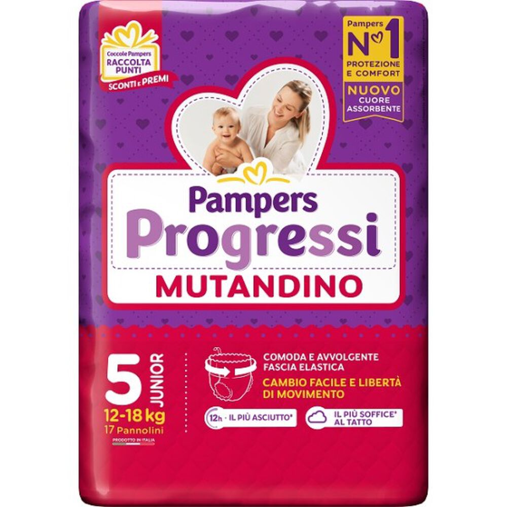 Pampers Pannolini Mutandino Progressi Junior 17 Pezzi, , large