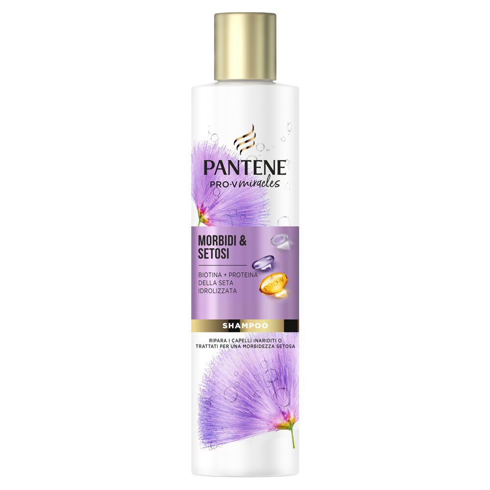 Pantene Pro-V Miracles Morbidi & Setosi, Shampoo Nutriente Professionale con Biotina e Proteine della Seta Idrolizzate, per Capelli Trattati, Danneggiati, con Mèches, 225ml - -