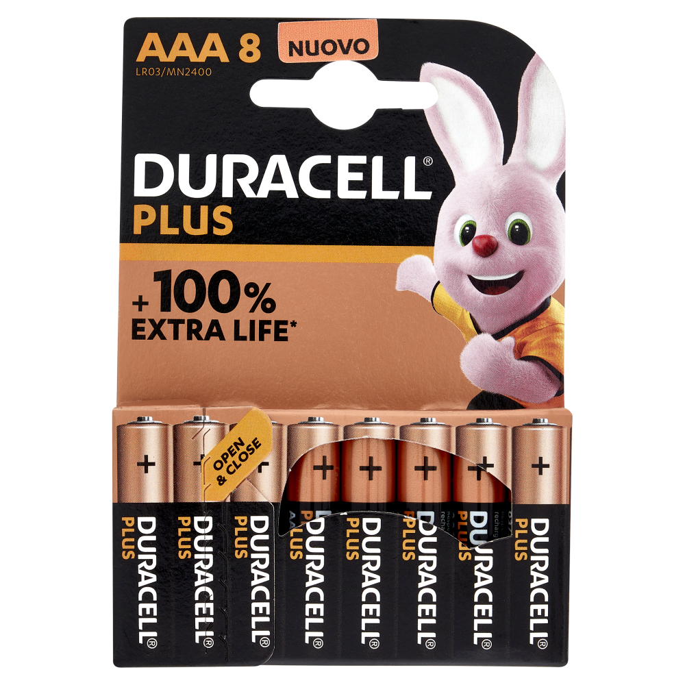 Duracell Plus AAA Batterie Ministilo Alcaline 1.5V LR03 MN2400 Confezione da 8 - -