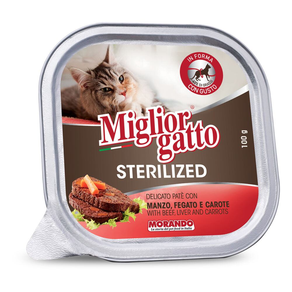 Migliorgatto Sterilized Manzo, Fegato e Carote 100 g, , large