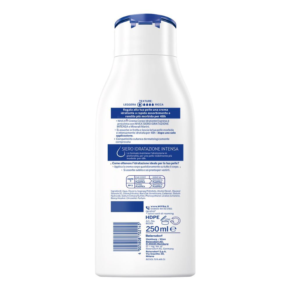 Nivea Crema Corpo Idratante Express 250 ml, , large
