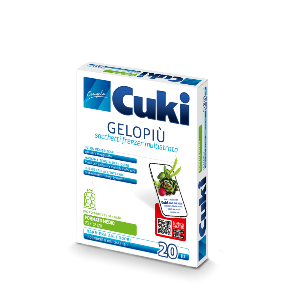 Cuki Gelopi&ugrave; Sacchetti Freezer Formato Medio 23x32 cm 20 pezzi, , large