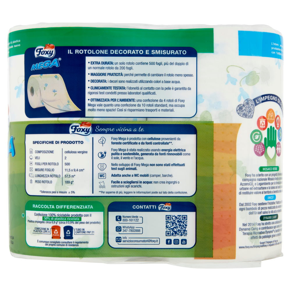 Foxy Mega Carta igienica 2 Veli Decorata 4 Rotoloni, , large