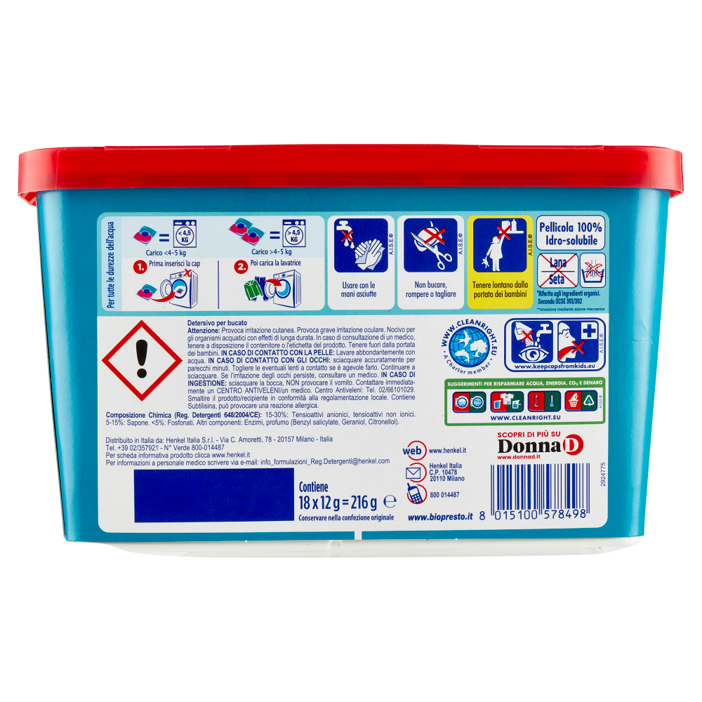 Bio Presto Power Caps Igiene & Freschezza 18 Lavaggi 18 x 12 g, , large