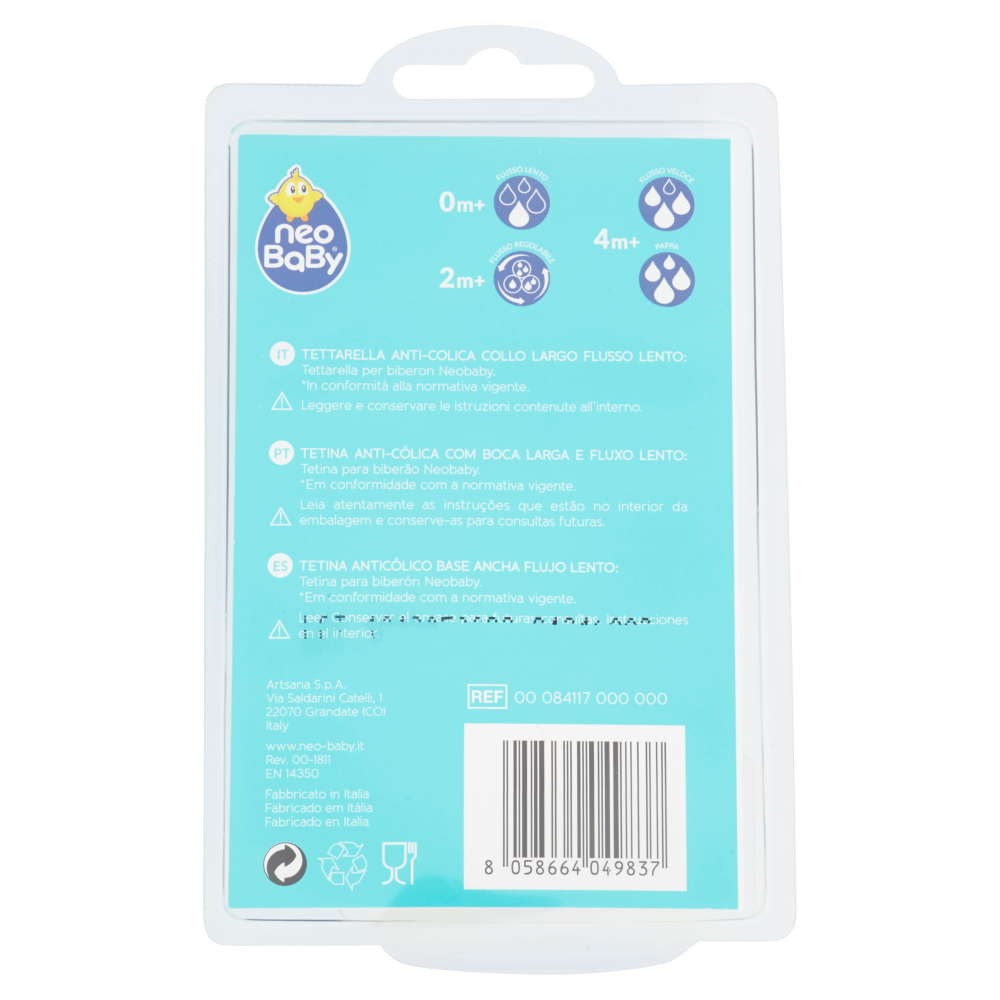 Neo Baby Tettarella in Silicone Flusso Lento 0m+ 2 Pezzi, , large