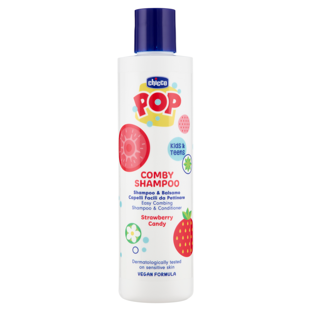 Chicco Pop Comby Shampoo & Balsamo Capelli Facili da Pettinare Strawberry Candy 250 ml, , large