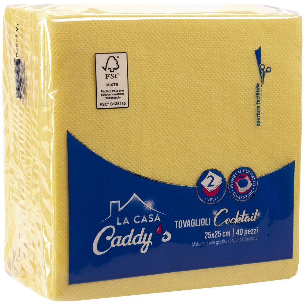 Caddy's Yellow Tovaglioli 25x25 40 Pezzi, , large