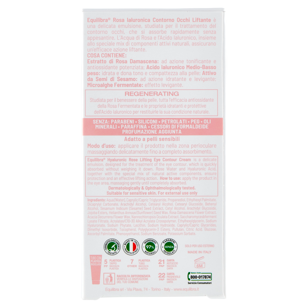 Equilibra Rosa Ialuronica Contorno Occhi Liftante 15 ml, , large