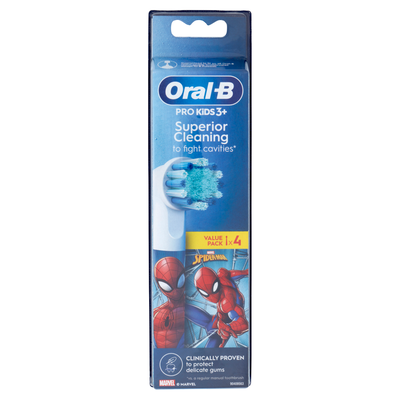 Oral-B Testine di Ricambio per Spazzolino Elettrico Marvel Spider-Man 4 Pezzi 