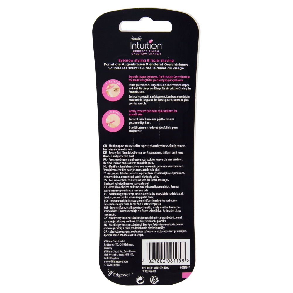 Wilkinson Sword Intuition Perfect Finish Eyebrow Shaper, , large