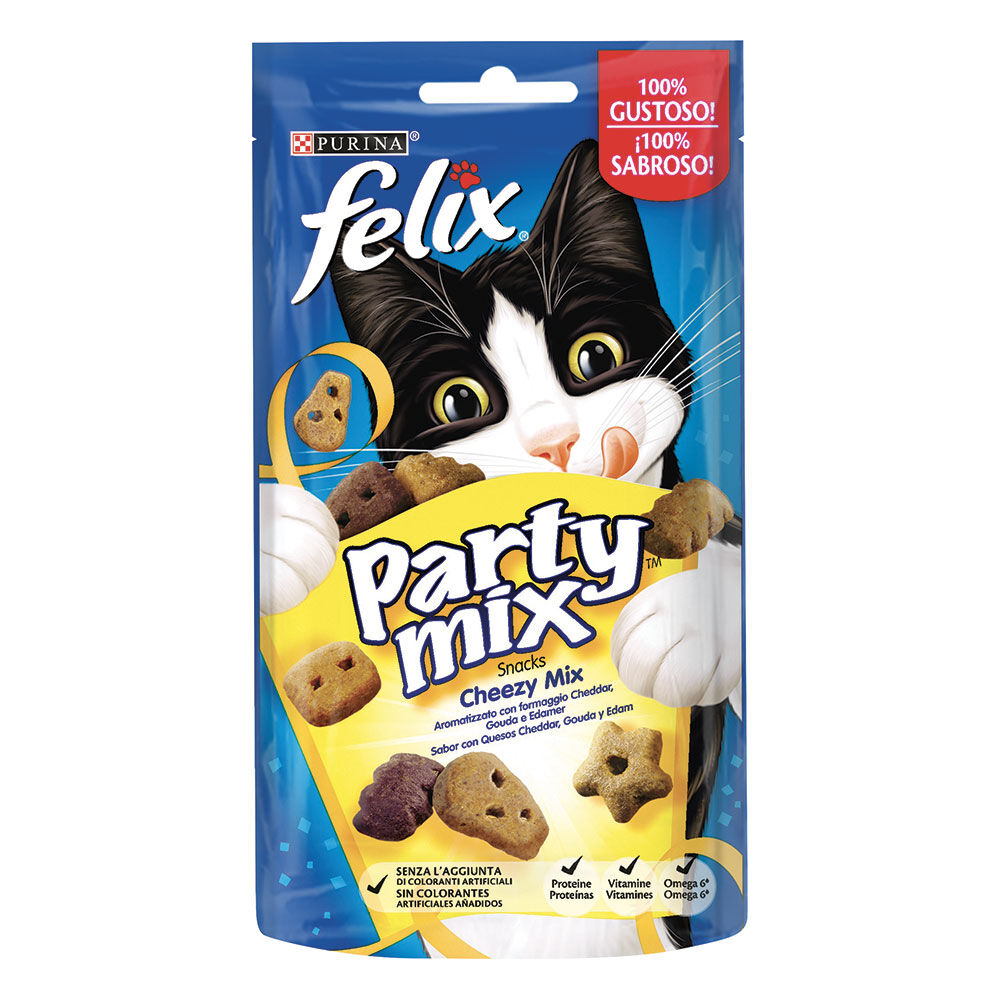 Felix Party Mix Cheezy Mix con Formaggio Cheddar, Gouda e Edamer 60 g - -