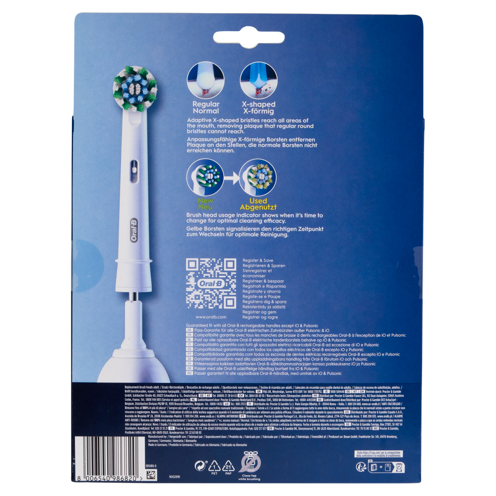 Oral-B Testine di Ricambio Pro Cross Action per Spazzolino Elettrico Denti Ricaricabile 8 Pezzi, , large