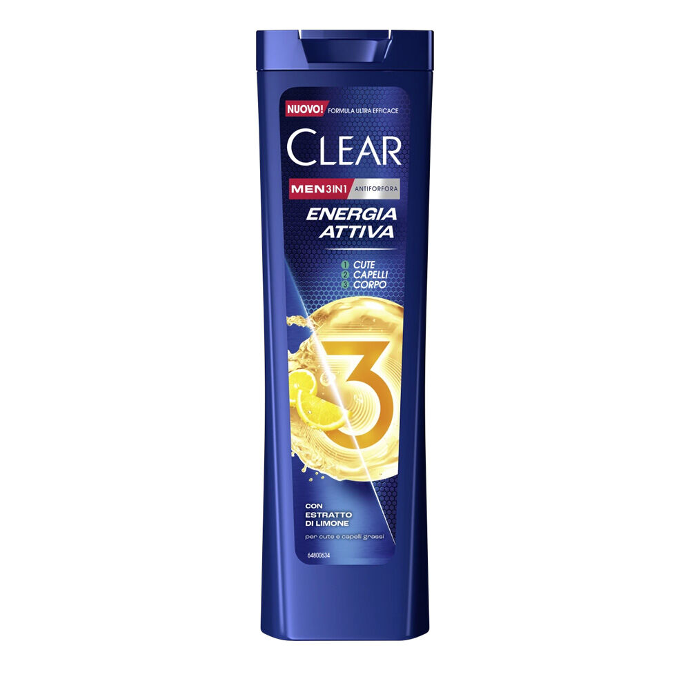 Clear Shampoo 3in1 Energia Attiva 225ml	, , large