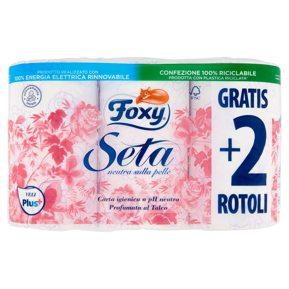 Foxy Seta Carta igienica 2 Veli decorata 6 Maxi Rotoli, , large
