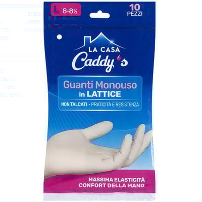 Caddy's Guanti Monouso in Lattice non Talcati Taglia L 10 Pezzi