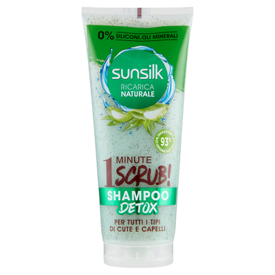 Sunsilk Ricarica Naturale 1 Minute Scrub! Shampoo Detox per Tutti i Tipi di Cute e Capelli 200 ml