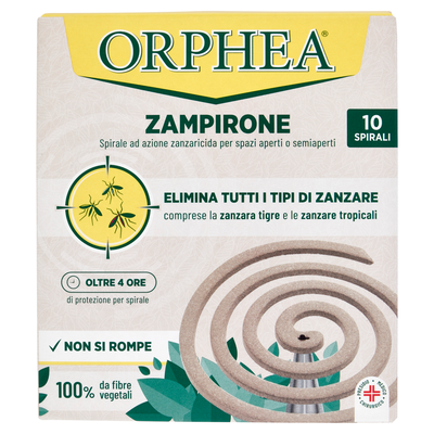 Orphea Zampirone Spirale ad Azione Zanzaricida per Spazi Aperti o Semiaperti 10 Pezzi