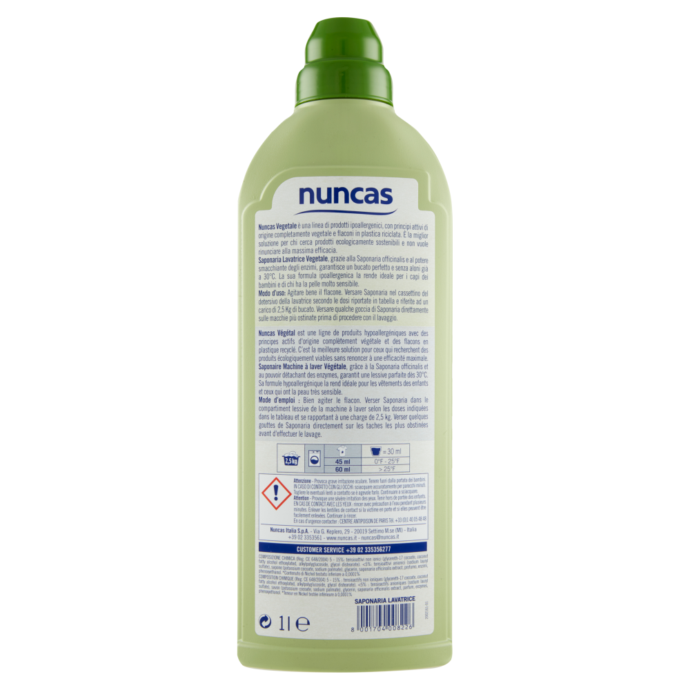 Nuncas Vegetale Saponaria Lavatrice 1000 ml, , large