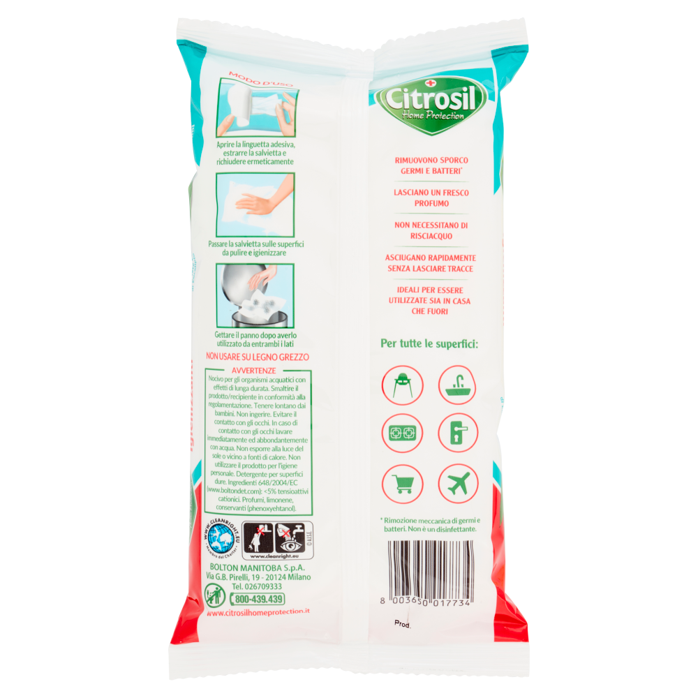 Citrosil Home Protection Multisuperfici Igienizzanti Eucalipto 40 Salviette, , large