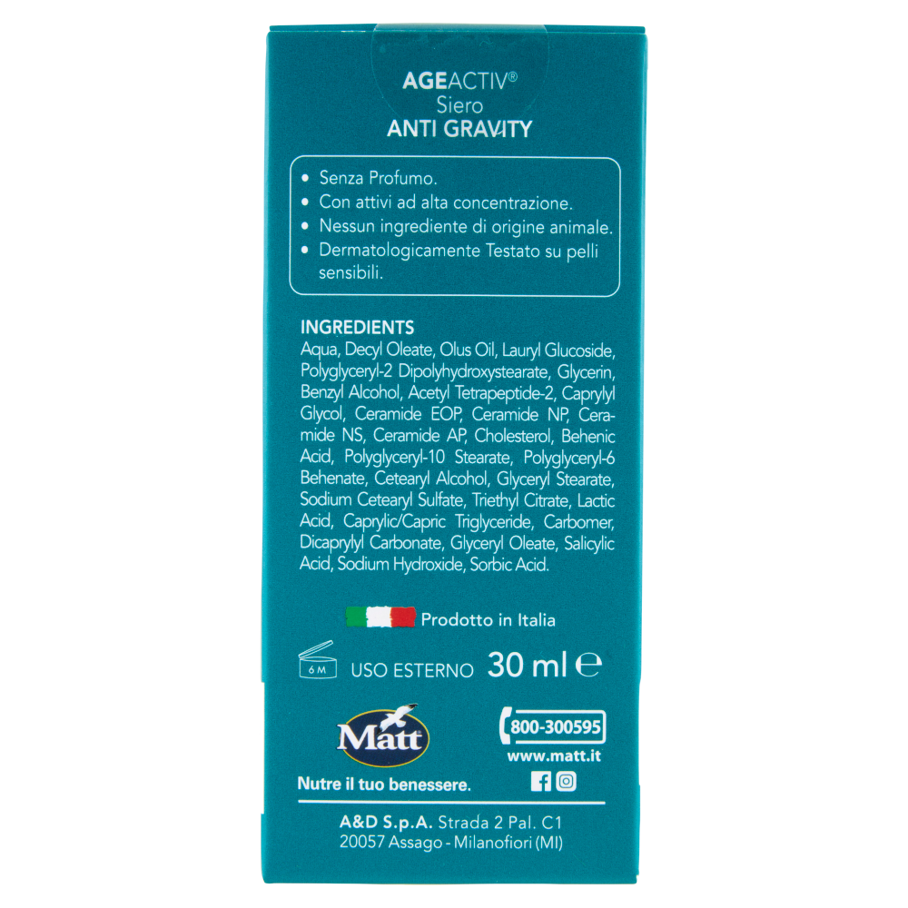 Matt Age Activ Anti Gravity Siero Peptide Bioattivo Ceramidi 30 ml, , large