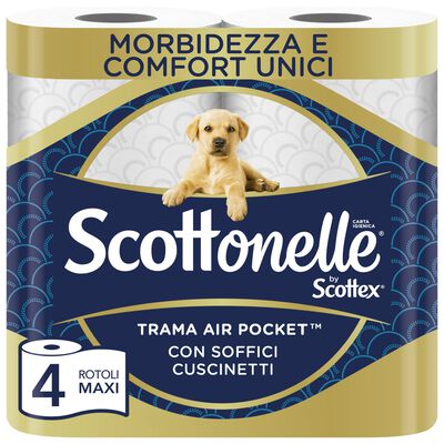 Scottonelle Carta Igienica Soffice e Trapuntata Confezione da 4 Rotoli Maxi,  Scottonelle Carta Igienica Soffice e Trapuntata Confezione da 4 Rotoli Maxi