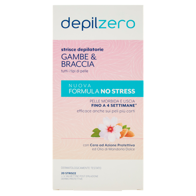 Depilzero Strisce Depilatorie Gambe & Braccia 20 Strisce + 4 Salviettine