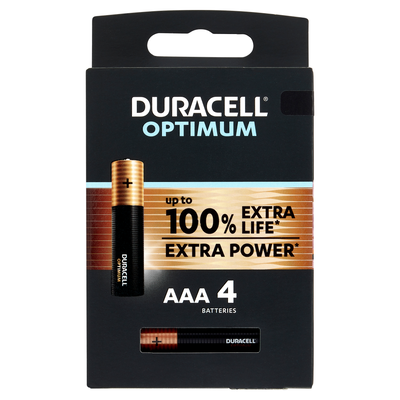 Duracell Optimum AAA Batterie Stilo Alcaline 1.5 V LR03 MX2400 Confezione da 4