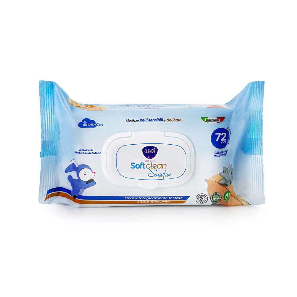 Clendy Sof Clean Sensitive 72 Salviette,  Clendy Sof Clean Sensitive 72 Salviette, , large