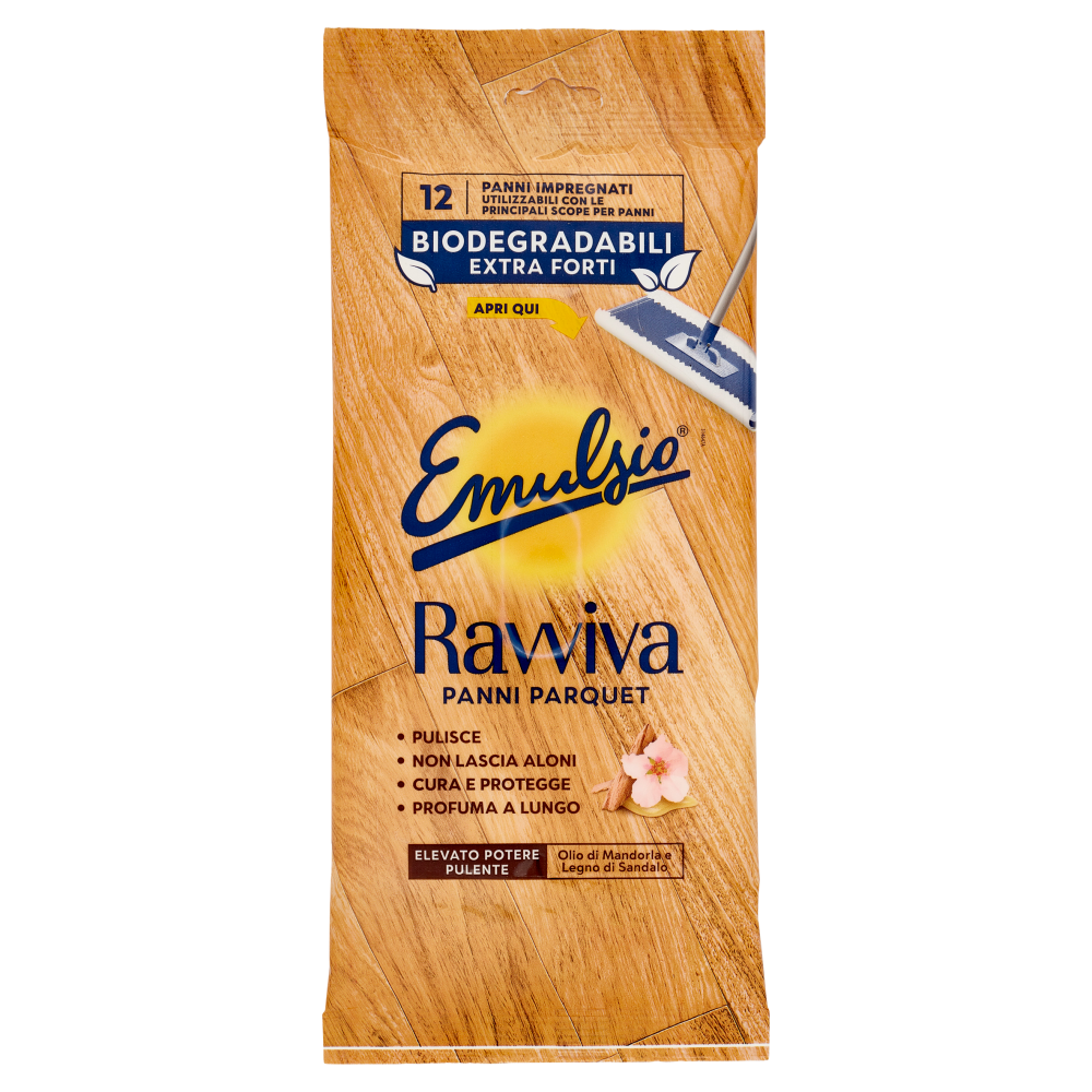 Emulsio Ravviva Panni Parquet Olio di Mandorla e Legno di Sandalo 12 Pezzi, , large