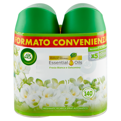 Air Wick Freshmatic Ricarica Bipacco Fresia Bianca e Gelsomino Profumatore 2x250ml