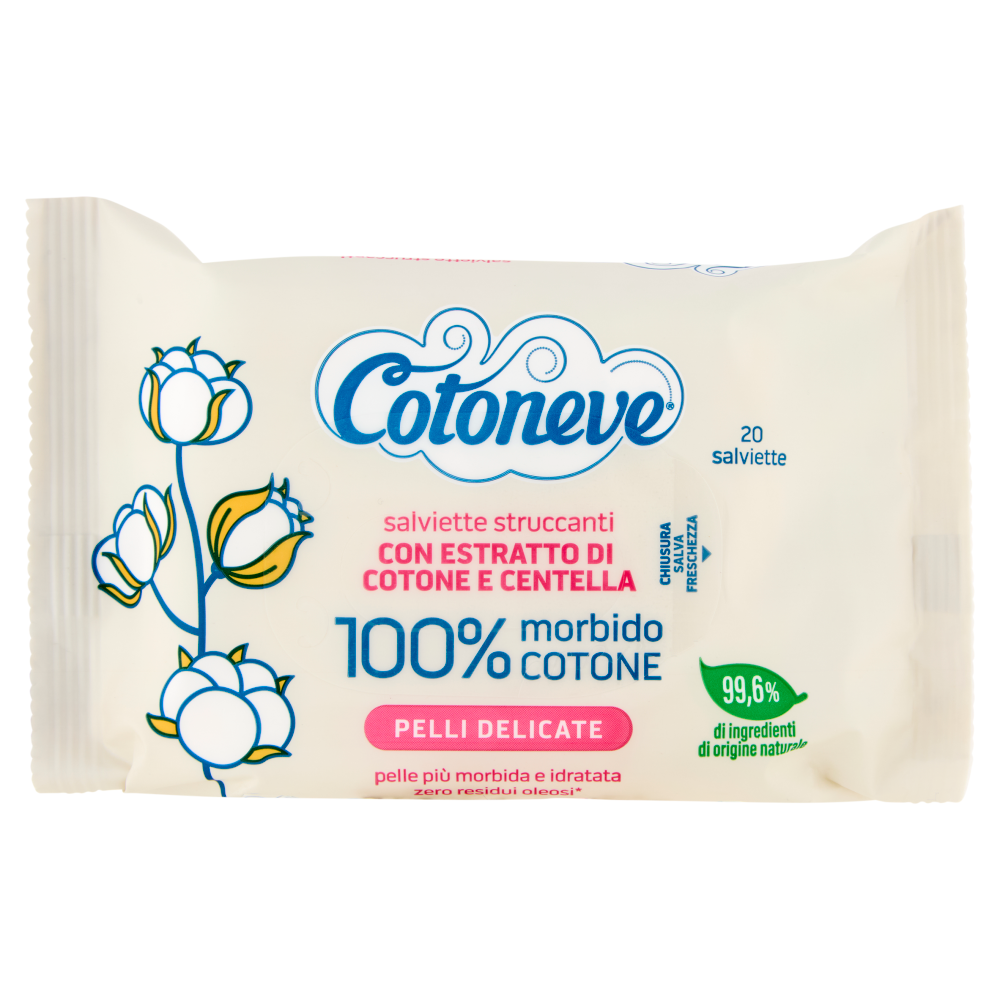 Cotoneve Salviette Struccanti con Estratto di Cotone e Centella Pelli Delicate 20 Pezzi, , large