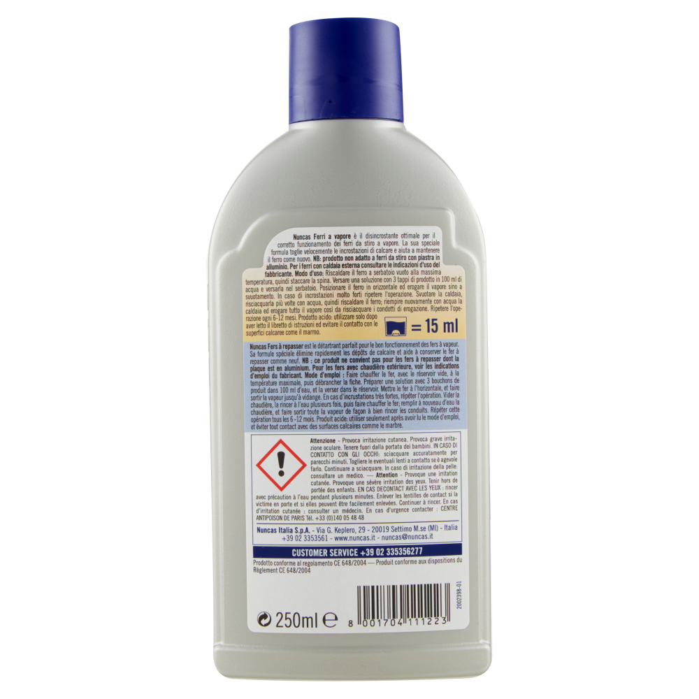 Nuncas Decalcificante Liquido Ferro da Stiro a Vapore  250 ml, , large