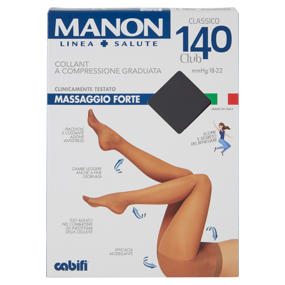 Manon Linea Salute Classico 140 Club Massaggio Forte Tg 4 Nero, , large image number null