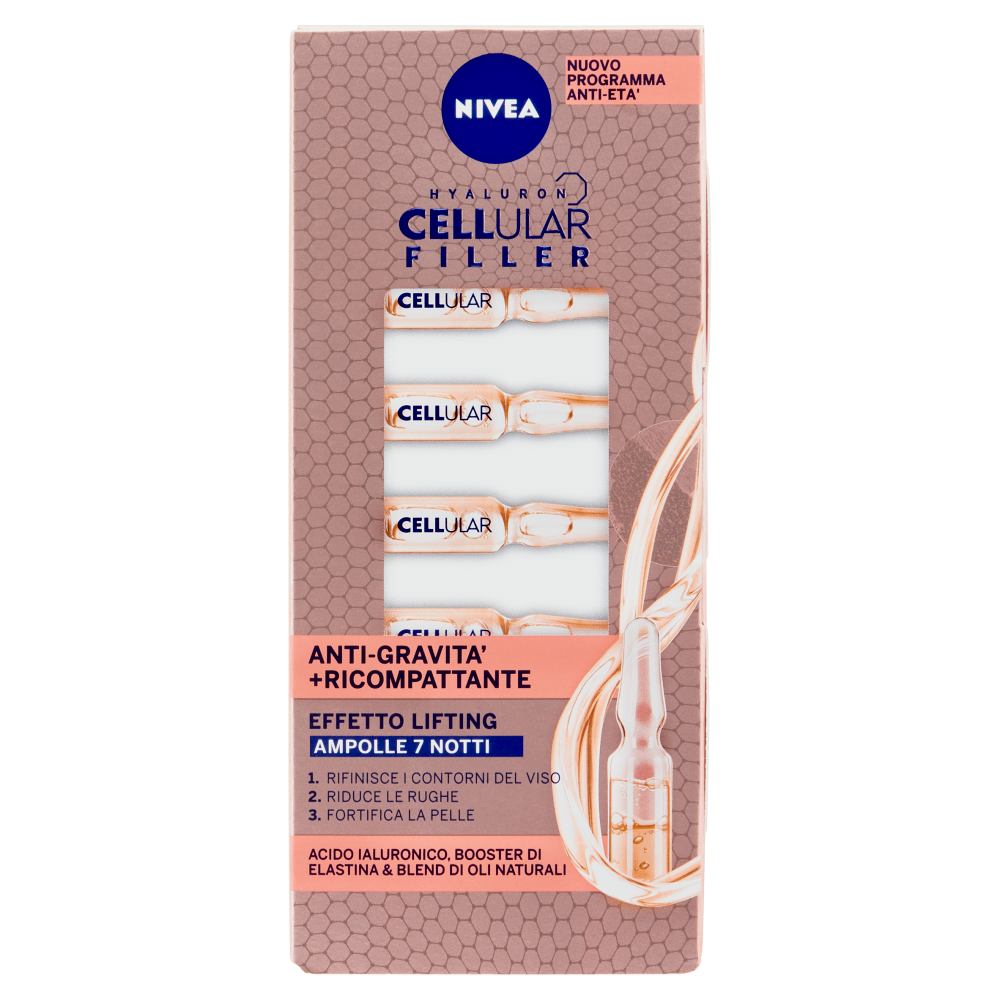 Nivea Hyaluron Cellular Filler Anti-Gravit&agrave; + Ricompattante Ampolle 7 Notti, , large
