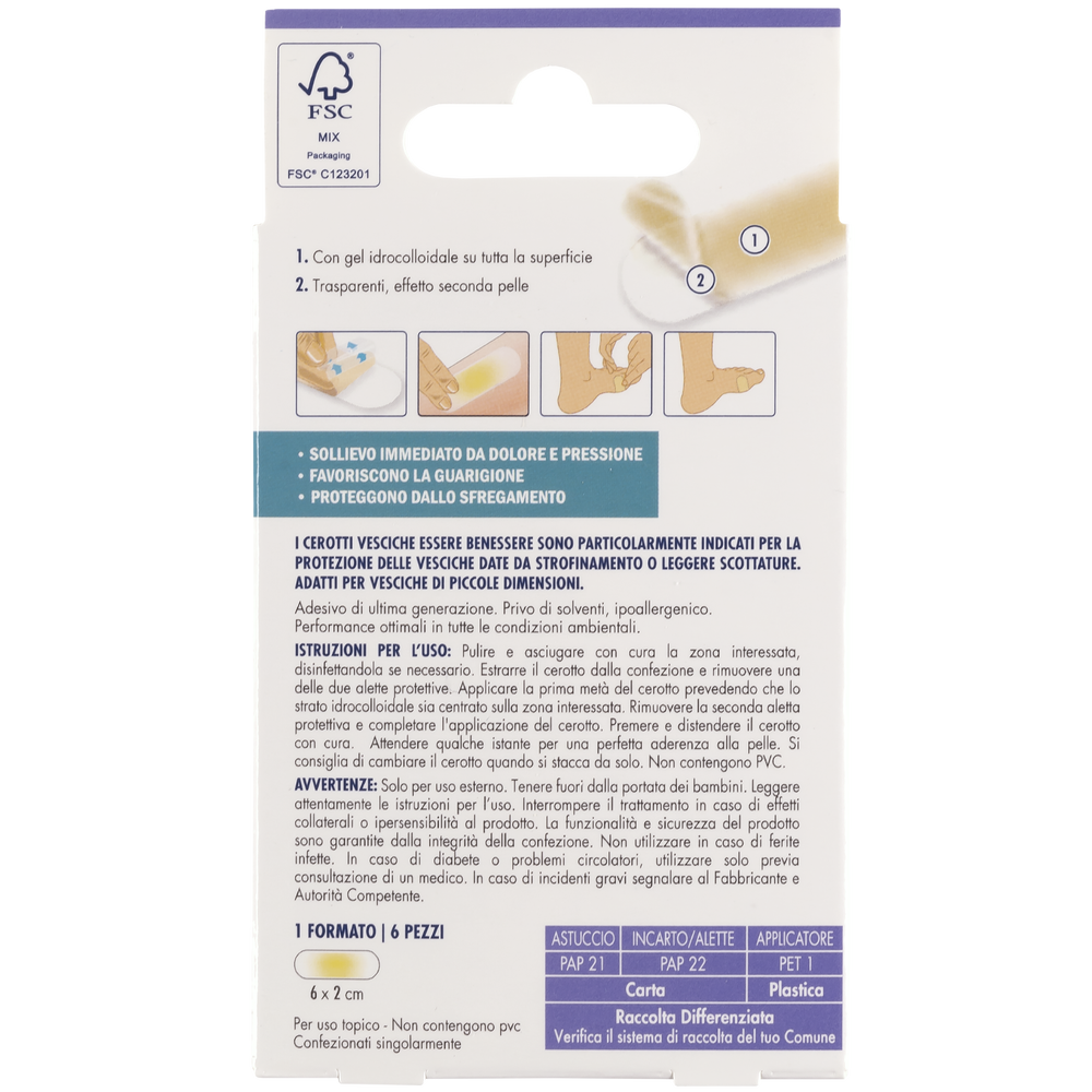 Essere Benessere Cerotti Vesciche Piccoli 6x2cm 6pz, , large