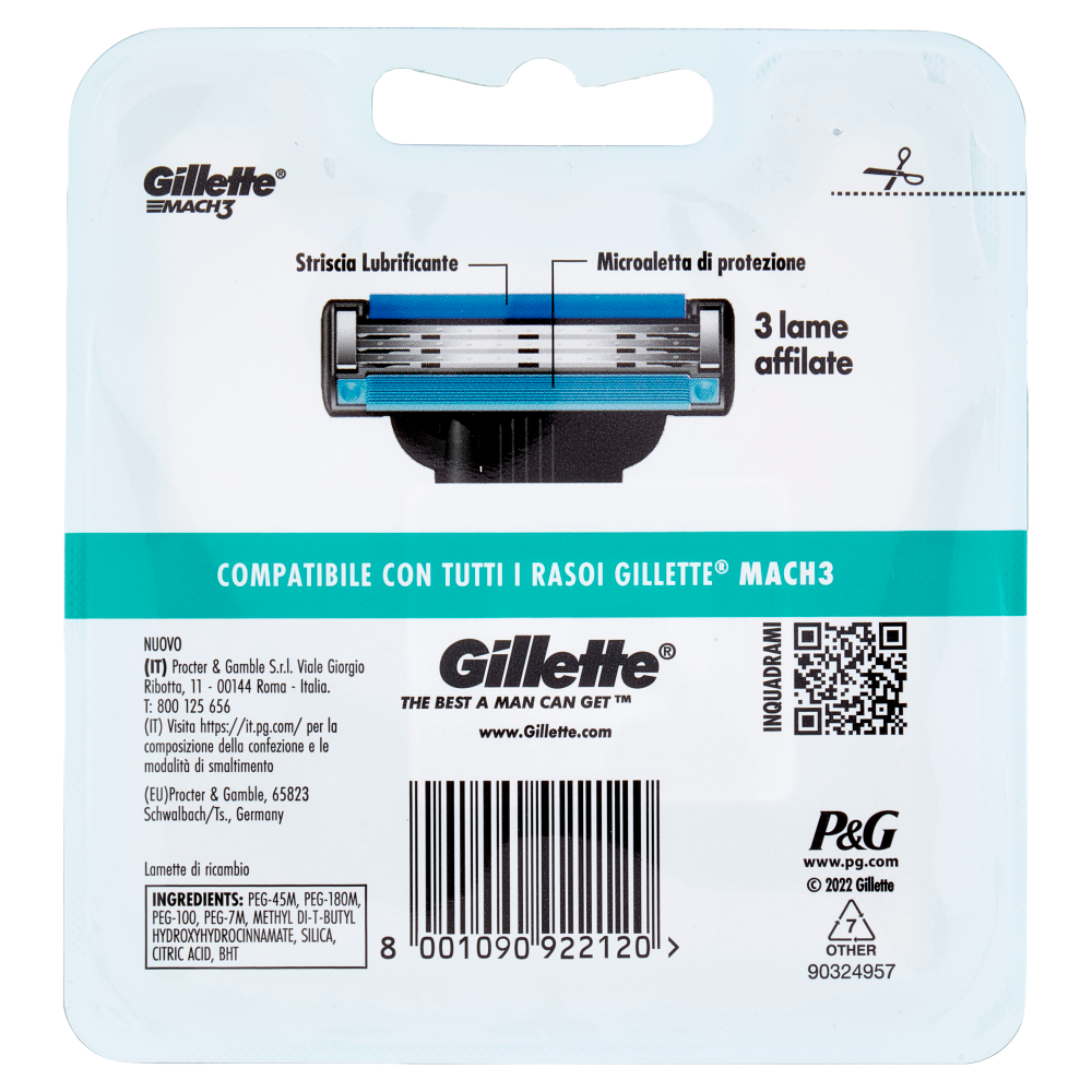 Gillette Mach3 Lame Standard x5 Ricariche, , large