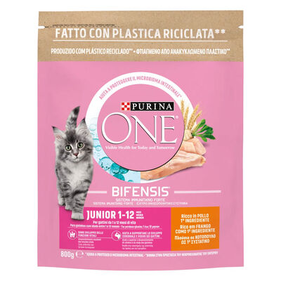 Purina One Bifensis Crocchette Junior (1-12 mesi) Ricco in Pollo e con Cereali Integrali 800 g