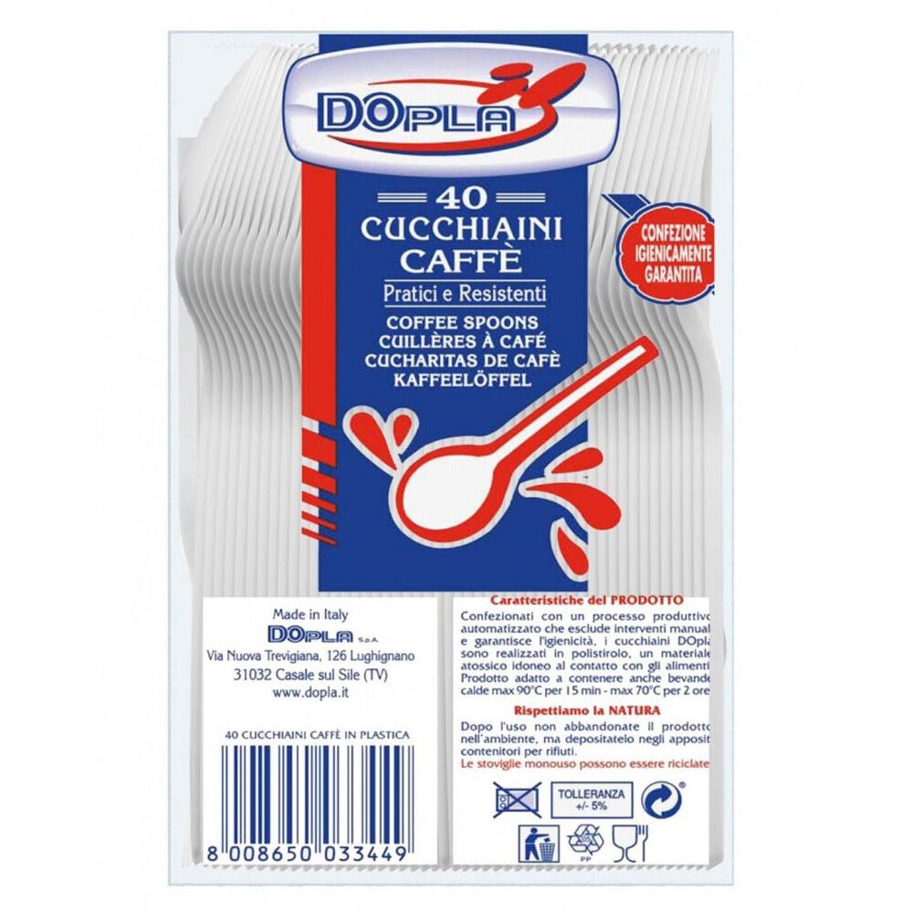 DOPLA Cucchiaini da Caffè Monouso - Confezione da 40 pezzi - -
