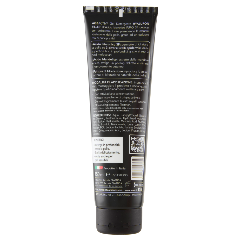Matt Age Activ Acido Ialuronico Puro 3P Gel Detergente Idratante Delicato 150 ml, , large