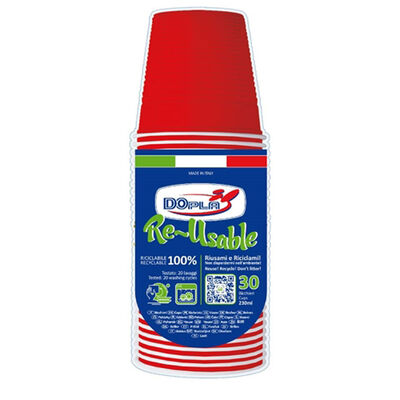 Dopla Bicchieri Rossi 230 ml 30 pezzi	