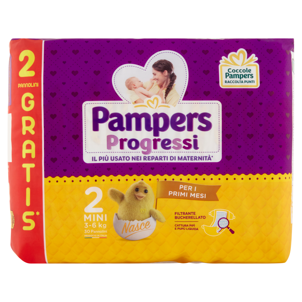 Pampers Progressi 2 Mini (3-6 Kg) 28 Pannolini, , large